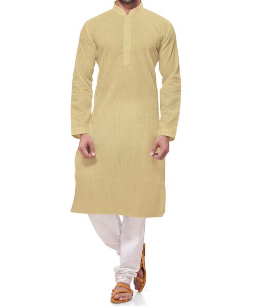 Arvind Men's Cotton Linen Self Design Unstitched Shirt Fabric (Egg Nog Beige)