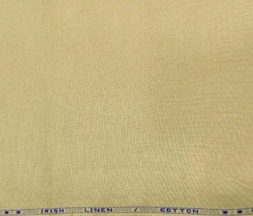 Arvind Men's Cotton Linen Self Design Unstitched Shirt Fabric (Egg Nog Beige)