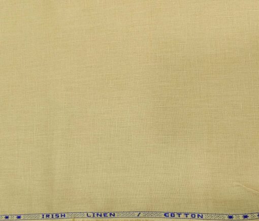 Arvind Men's Cotton Linen Self Design Unstitched Shirt Fabric (Egg Nog Beige)