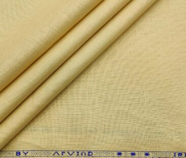 Arvind Men's Cotton Linen Self Design Unstitched Shirt Fabric (Egg Nog Beige)
