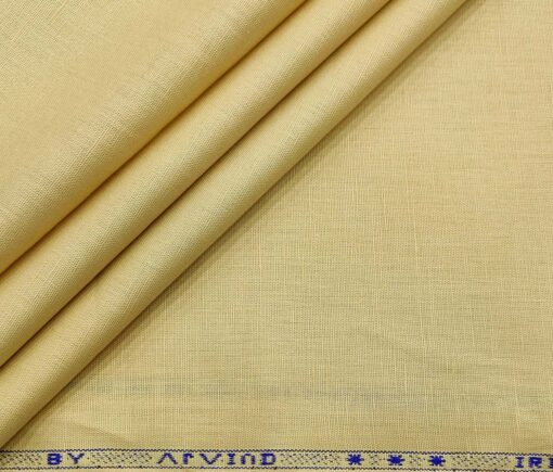 Arvind Men's Cotton Linen Self Design Unstitched Shirt Fabric (Egg Nog Beige)