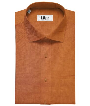 Arvind Men's Cotton Linen Self Design Unstitched Shirt Fabric (Ginger Orange)