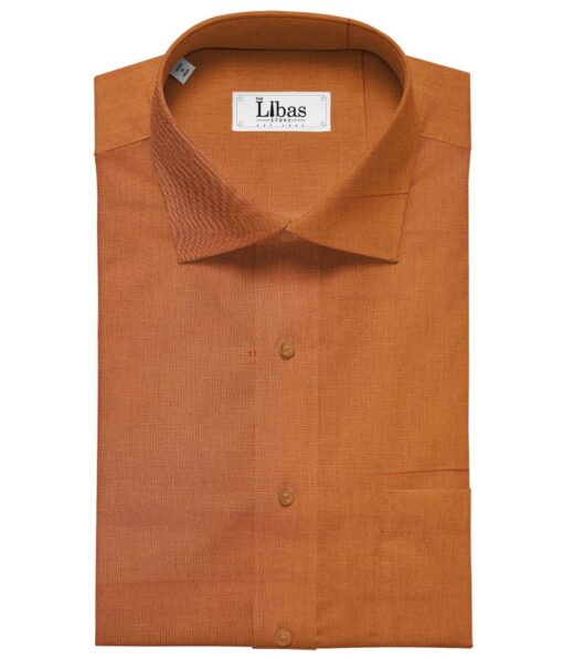 Arvind Men's Cotton Linen Self Design Unstitched Shirt Fabric (Ginger Orange)