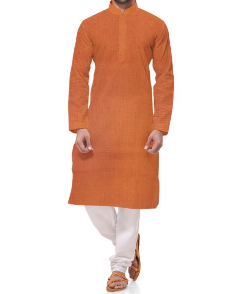Arvind Men's Cotton Linen Self Design Unstitched Shirt Fabric (Ginger Orange)