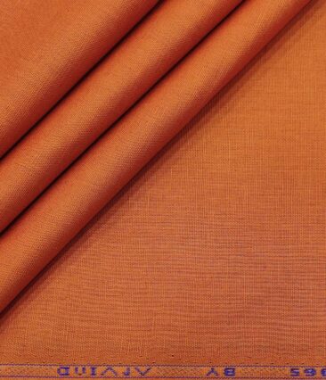 Arvind Men's Cotton Linen Self Design Unstitched Shirt Fabric (Ginger Orange)