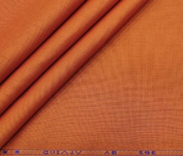 Arvind Men's Cotton Linen Self Design Unstitched Shirt Fabric (Ginger Orange)