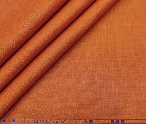 Arvind Men's Cotton Linen Self Design Unstitched Shirt Fabric (Ginger Orange)