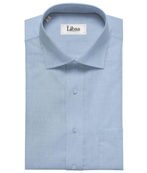 Arvind Men's Cotton Linen Self Design Unstitched Shirt Fabric (Light Blue)