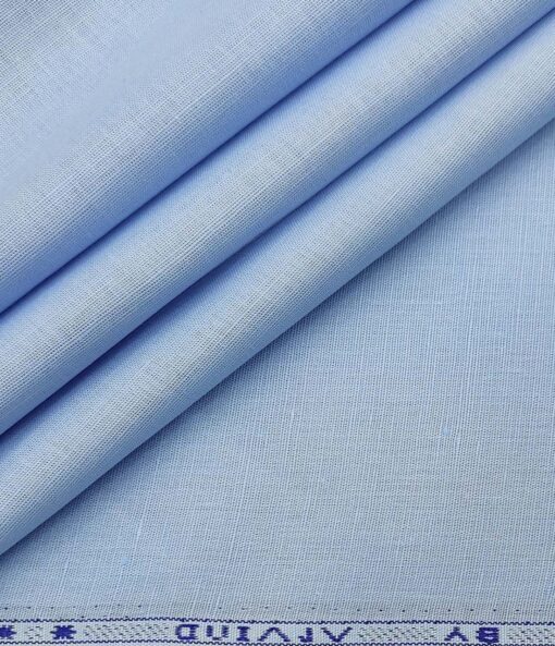 Arvind Men's Cotton Linen Self Design Unstitched Shirt Fabric (Light Blue)