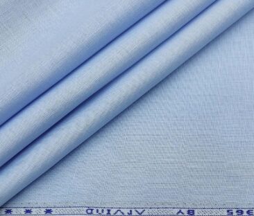 Arvind Men's Cotton Linen Self Design Unstitched Shirt Fabric (Light Blue)