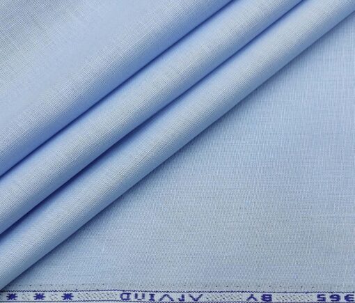 Arvind Men's Cotton Linen Self Design Unstitched Shirt Fabric (Light Blue)