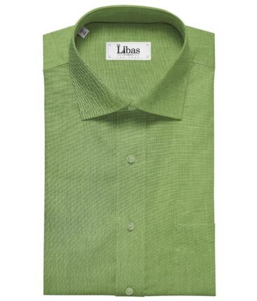 Arvind Men's Cotton Linen Self Design Unstitched Shirt Fabric (Olive Green)