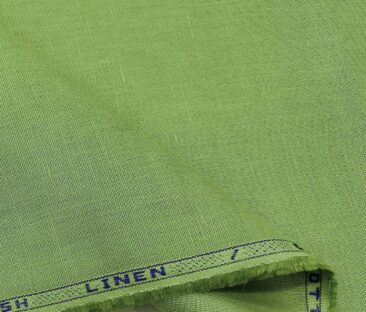 Arvind Men's Cotton Linen Self Design Unstitched Shirt Fabric (Olive Green)