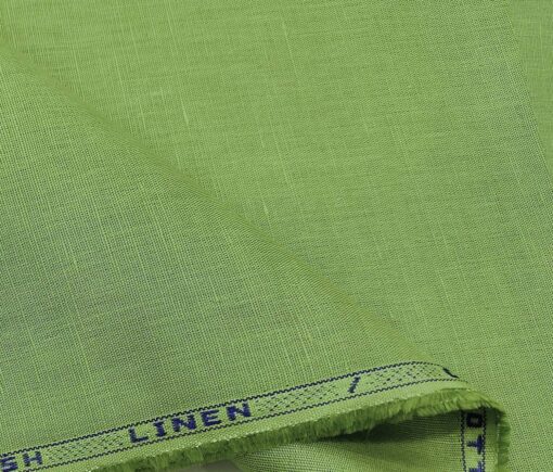 Arvind Men's Cotton Linen Self Design Unstitched Shirt Fabric (Olive Green)