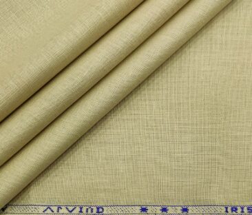 Arvind Men's Cotton Linen Self Design Unstitched Shirt Fabric (Tan Beige)