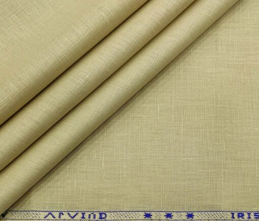 Arvind Men's Cotton Linen Self Design Unstitched Shirt Fabric (Tan Beige)