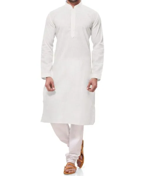 Arvind Men's Cotton Linen Self Design Unstitched Shirt Fabric (White)