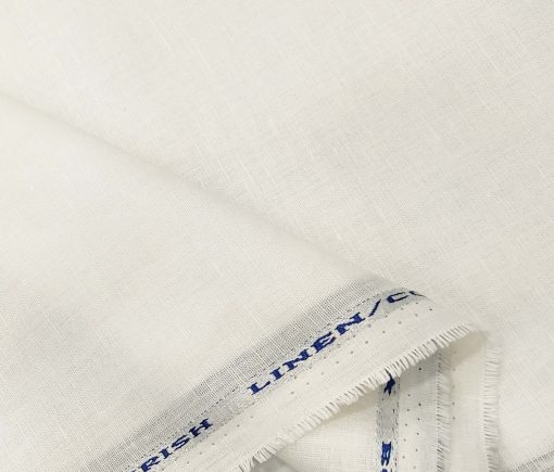 Arvind Men's Cotton Linen Self Design Unstitched Shirt Fabric (White)