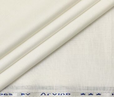 Arvind Men's Cotton Linen Self Design Unstitched Shirt Fabric (White)