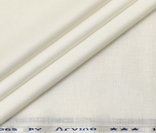 Arvind Men's Cotton Linen Self Design Unstitched Shirt Fabric (White)
