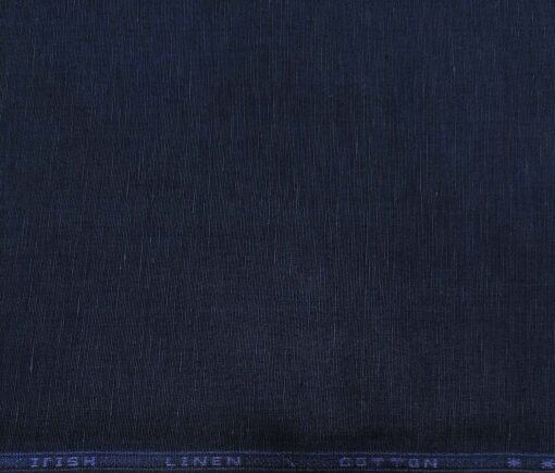 Arvind Men's Cotton Linen Self Design Unstitched Shirt Fabric (Dark Navy Blue)