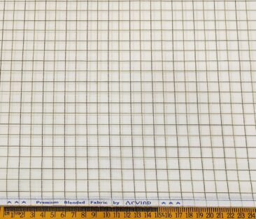Arvind Men's Poly Cotton Checks 1.60 Meter Unstitched Shirt Fabric (Milky White)