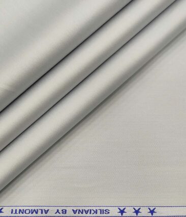 Almonti Men's Cotton Solids Satin 1.60 Meter Unstitched Shirt Fabric (Silver Grey)