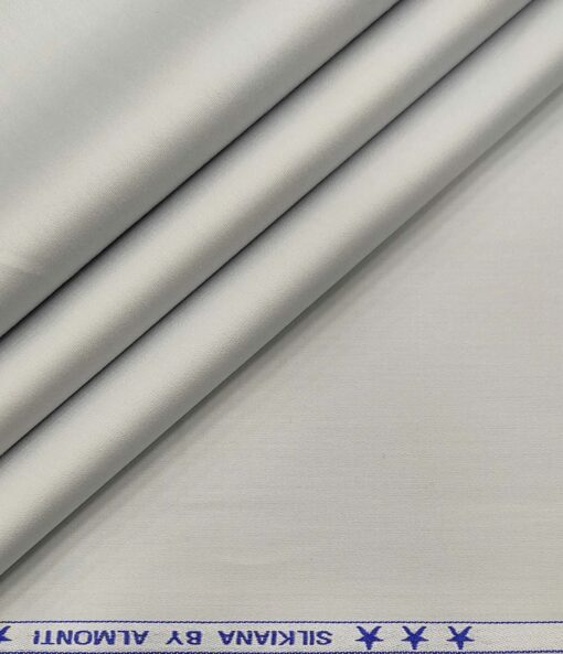 Almonti Men's Cotton Solids Satin 1.60 Meter Unstitched Shirt Fabric (Silver Grey)