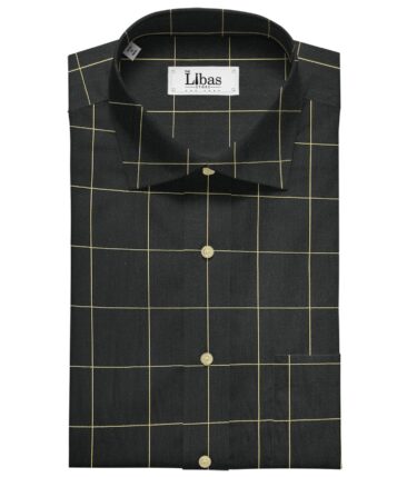 Birla Century Men's Cotton Checks 1.60 Meter Unstitched Shirt Fabric (Black)