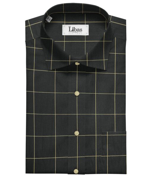 Birla Century Men's Cotton Checks 1.60 Meter Unstitched Shirt Fabric (Black)