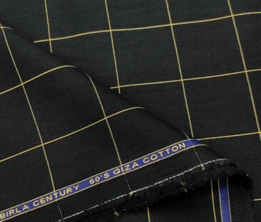 Birla Century Men's Cotton Checks 1.60 Meter Unstitched Shirt Fabric (Black)