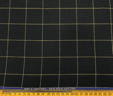 Birla Century Men's Cotton Checks 1.60 Meter Unstitched Shirt Fabric (Black)