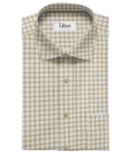 Birla Century Men's Cotton Checks 1.60 Meter Unstitched Shirt Fabric (Milky White)