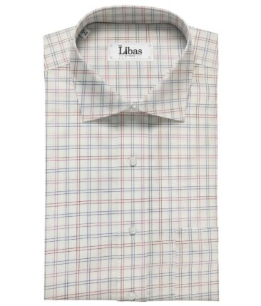 Birla Century Men's Cotton Checks 1.60 Meter Unstitched Shirt Fabric (White)