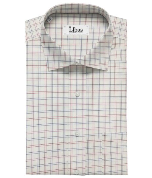 Birla Century Men's Cotton Checks 1.60 Meter Unstitched Shirt Fabric (White)