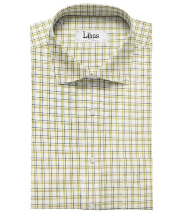 Birla Century Men's Cotton Checks 1.60 Meter Unstitched Shirt Fabric (Milky White)
