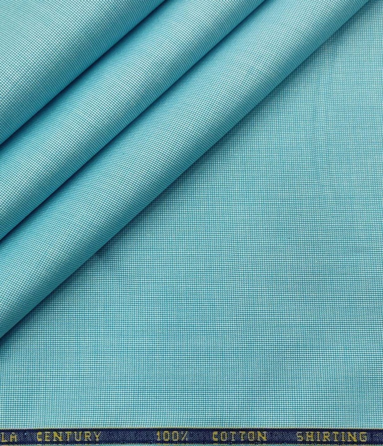 Birla Century Men's Cotton Structured 1.60 Meter Unstitched Shirt Fabric (Arctic Blue)