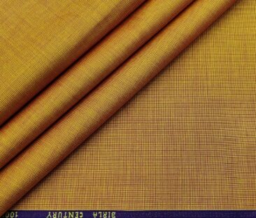 Birla Century Men's Cotton Structured 1.60 Meter Unstitched Shirt Fabric (Honey Orange)