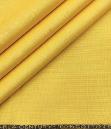 Birla Century Men's Cotton Structured 1.60 Meter Unstitched Shirt Fabric (Honey Yellow)
