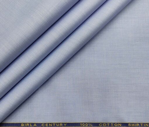 Birla Century Men's Cotton Structured 1.60 Meter Unstitched Shirt Fabric (Light Blue)