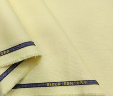 Birla Century Men's Cotton Structured 1.60 Meter Unstitched Shirt Fabric (Light Yellow)