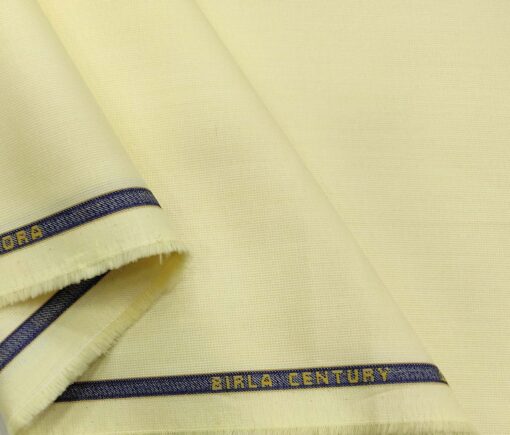 Birla Century Men's Cotton Structured 1.60 Meter Unstitched Shirt Fabric (Light Yellow)