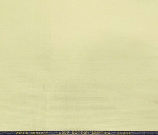Birla Century Men's Cotton Structured 1.60 Meter Unstitched Shirt Fabric (Light Yellow)