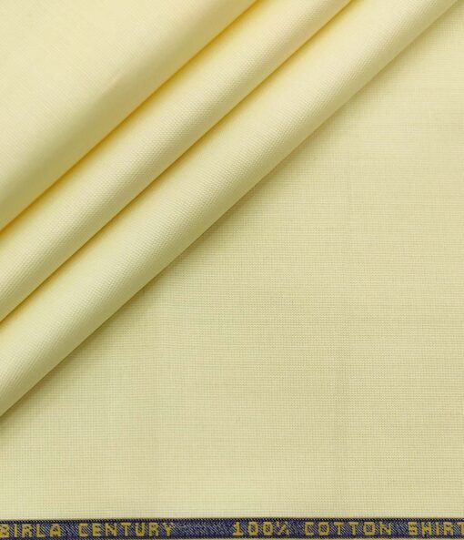 Birla Century Men's Cotton Structured 1.60 Meter Unstitched Shirt Fabric (Light Yellow)