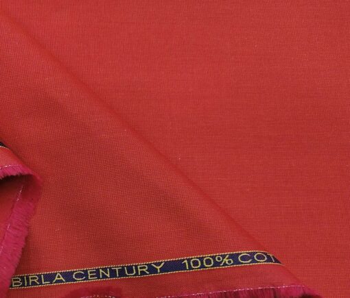Birla Century Men's Cotton Structured 1.60 Meter Unstitched Shirt Fabric (Red)