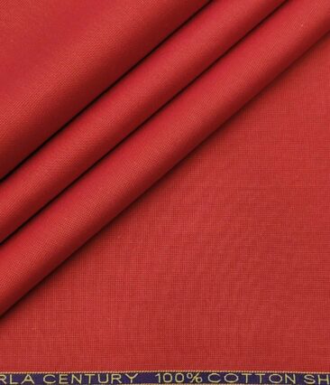 Birla Century Men's Cotton Structured 1.60 Meter Unstitched Shirt Fabric (Red)