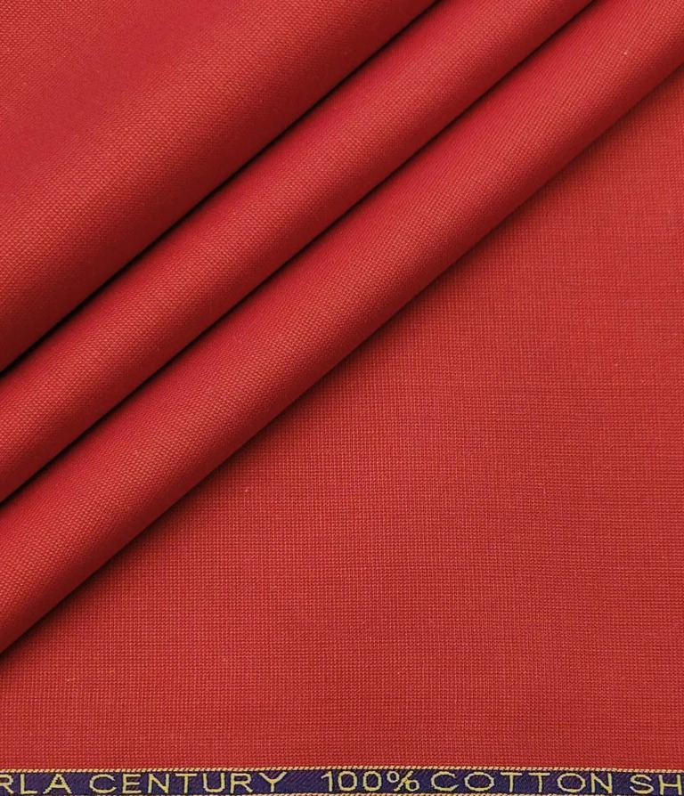 Birla Century Men's Cotton Structured 1.60 Meter Unstitched Shirt Fabric (Red)