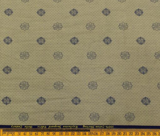 Birla Century Men's Cotton Jacquard 1.60 Meter Unstitched Shirt Fabric (Light Brown)