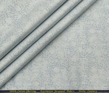 Birla Century Men's Cotton Jacquard 1.60 Meter Unstitched Shirt Fabric (Light Grey)