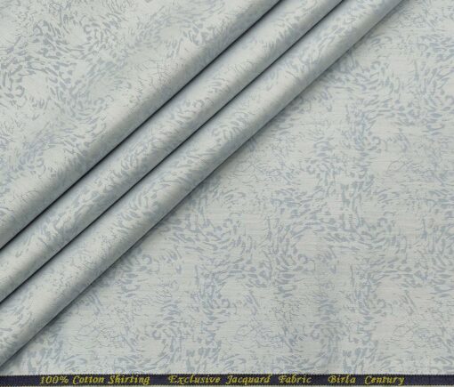 Birla Century Men's Cotton Jacquard 1.60 Meter Unstitched Shirt Fabric (Light Grey)